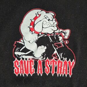 Women‎ Black Ribbed Tank Top Bulldog Biker Save A Stray Graphic Print M